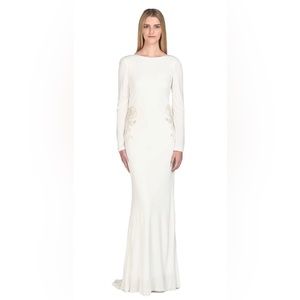 Badgley Mischka Jersey Beaded Hip Long Sleeve Wedding Gown